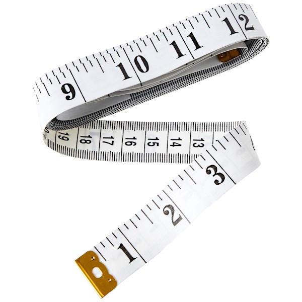 2-sidig måttband lämplig för att mäta kroppssömnadstejp tum & cm 150 cm | 118 tum vit