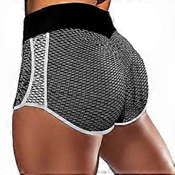 Høy midje scrunch sykkelshorts for kvinner, magekontroll og rumpehev, perfekt for yoga, treningsstudio og treningsøkter Black L
