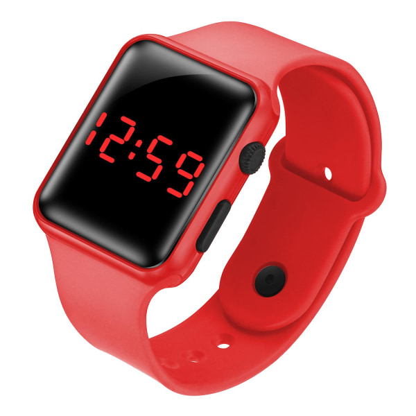 Led Electronic Watch Student Mode Sport Led Apple Square Elektronisk Watch（Röd）