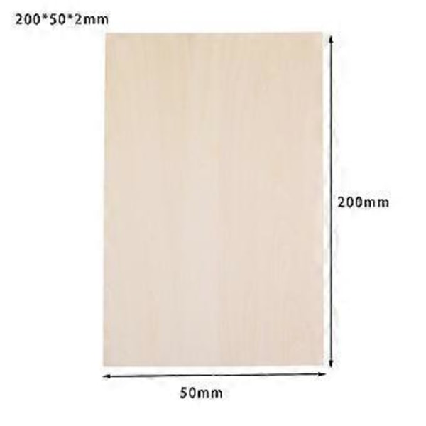 10 kpl Basswood-levyjä, puulevyjä, pienoismallien valmistukseen, viimeistelemätön puulevy lentokoneen mallin tekemiseen, (200x50x2mm) 200x50x2mm