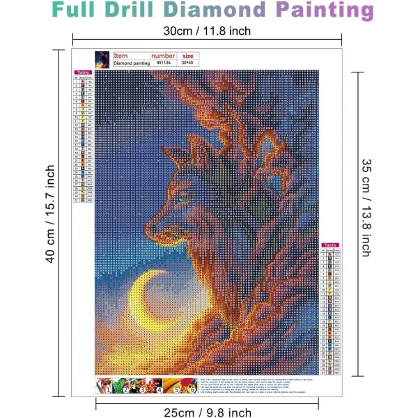 11,8x15,7 tuuman 5D Wolf Diamond Painting -sarjat aikuisille aloittelijoille