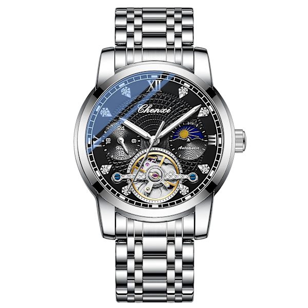 Ohpa-chenxi 8026 Herr Automatisk Mekanisk Armbandsur Vattentät Klockor Silver