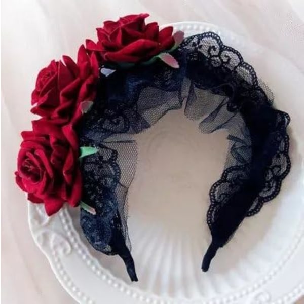 Flower Crown Pannband Rose Huvudbonad för flickor Damer Kvinnor Flora