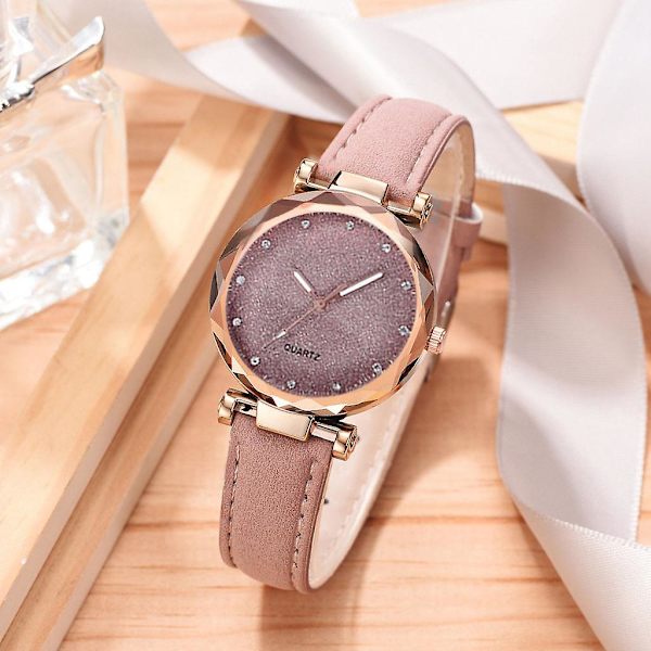 Damklocka Romantisk Stjärnhimmel Handled Casual Läder Rhinestone Designer Damklocka Enkel Klänning