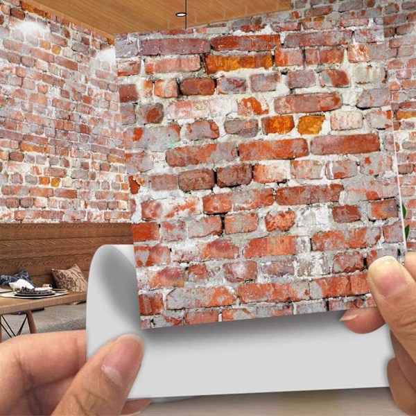Förpackning med 20 kakeldekaler i konstläder 3D imitation sten tegel stil