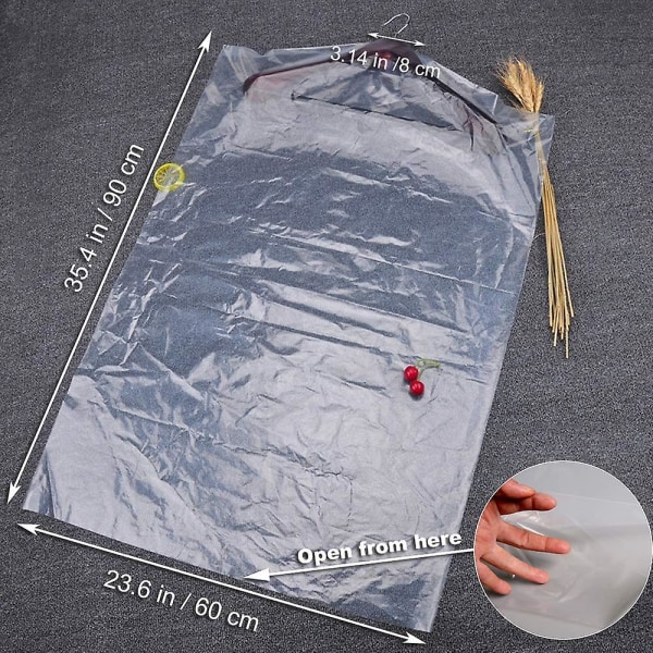 30-pack klara plastklädskydd 35,4 tum Kemtvätt Hängande dammsäkra plaggpåsar för hemförvaring av kläder
