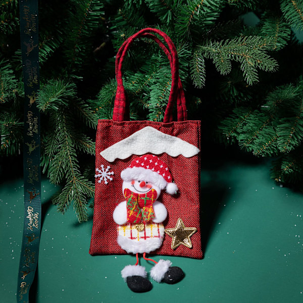 Julegavepose Langben Tote Taske 3D Figur Julegodtepose Børns Julegaver (Julemanden)