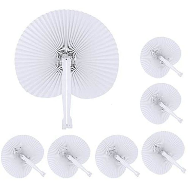 24 Pcs Wedding Paper Fans Heart Shaped White Paper Fans Foldable Pocket Fan Compatible With Wedding Favor Party Bag Filler Round