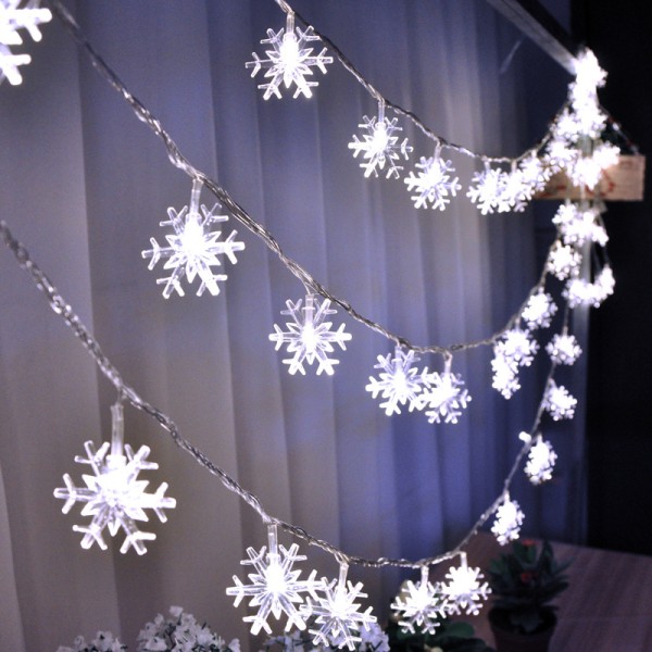 White Light String Lights, 6M 40LED Christmas Snowflake Lights US