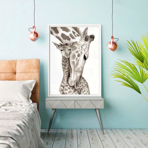 DIY Vuxen Giraffe Diamond Painting Kit, Animal Round Diamond Pain