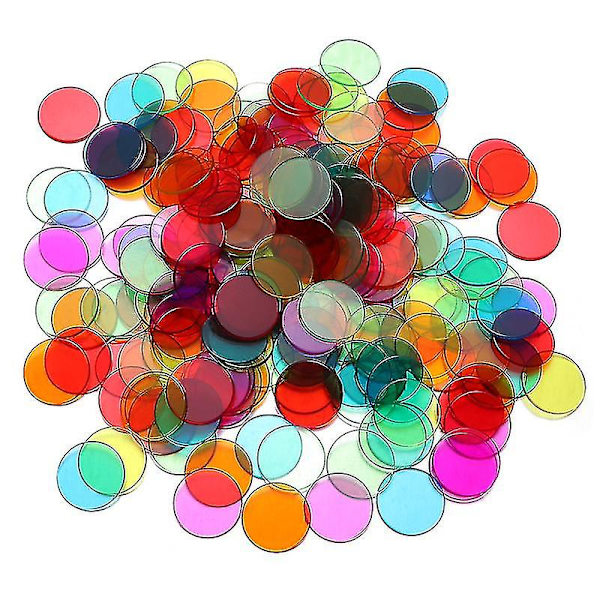 Toyvian 300 kpl 19 mm:n bingosirua, bingopelin kortit, muoviset bingomerkit karnevaalibingopeleihin (sininen, punainen, keltainen, vihreä, violetti, oranssi)