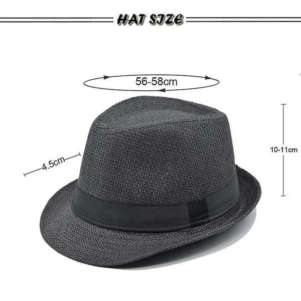 Sommar Cool Woven Straw Fedora Hat &amp; Stylish Hat Band（Svart）