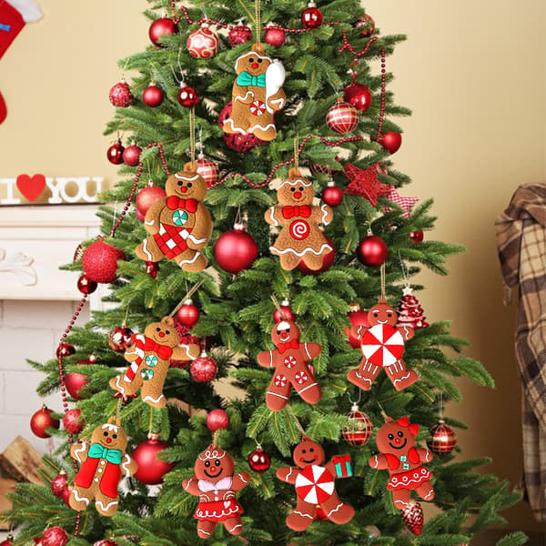 12 st pepparkaksgubbe dekorationer för jul