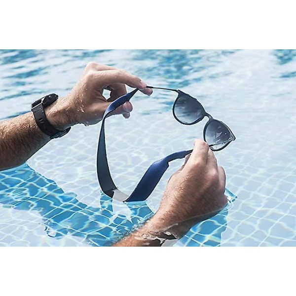 Justerbar sportssolbrille sikkerhedsholder Flydende holderrem Brilleholder, pakke med 2, One Size (blå)