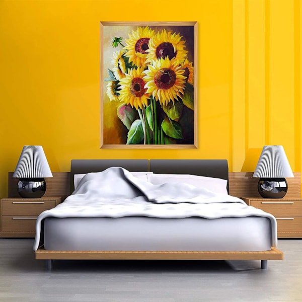 5D DIY Diamantmålningssatser för vuxna, Full Round Sunflower Dia