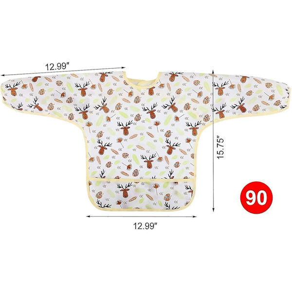 5 st babyhaklappar - Vattentäta långärmade haklappar Unisex matningshaklappar 90
