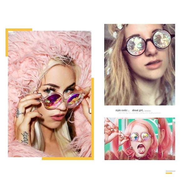 Psykedeliske Festivaler Kalejdoskop Regnbue Solbriller Rave Briller Prisma Diffraktion (Sort)