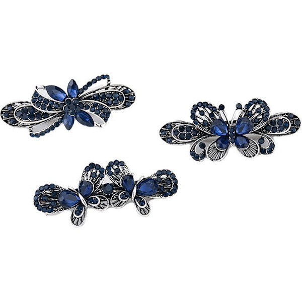 3 kpl naisten kristallirhinestone vintage kukka perhonen design barrette klipsi hiusneula rusetti hiuskoristeet satunnaiset värit