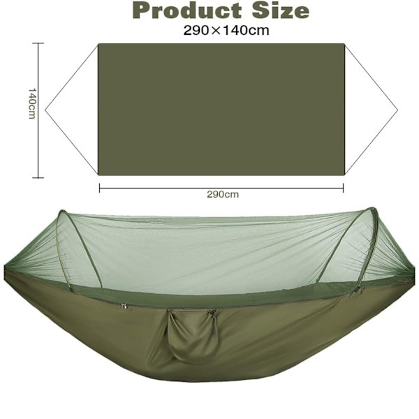Ripustusverkko Yhden ja Kahden Hengen Hyttysverkot (Army Green)