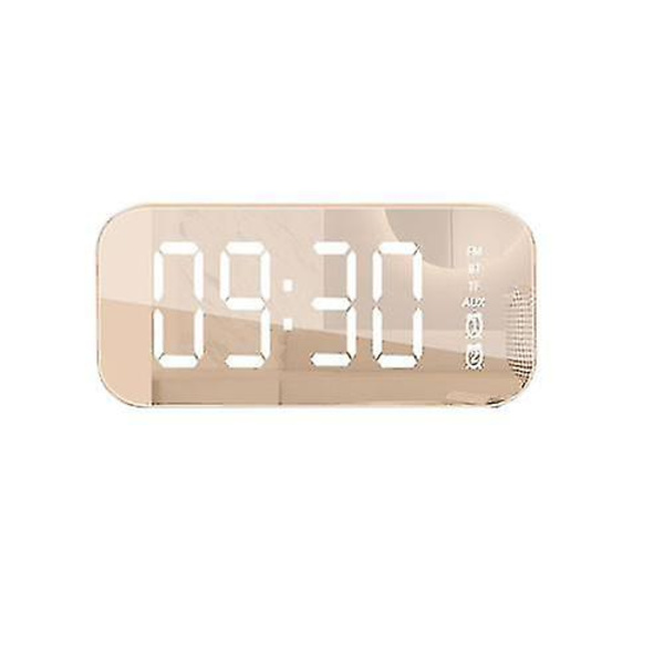 Multifunktionell LED digital väckarklocka, Bluetooth-högtalare, sängbordsljus elektronisk musikbox rosa