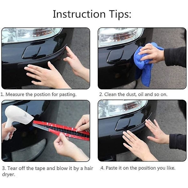 2 st Car Front Rear Corner Bumper Guard Protector Carbon Fiber Anti-collision Strip Sticker Bumper Protector White