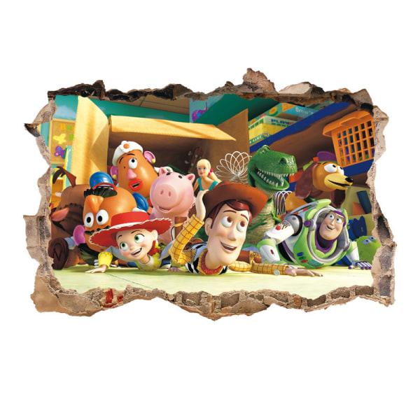 Toy Story 3D veggklistremerke, tapet, PVC, romdekorasjon, 60cm*40cm