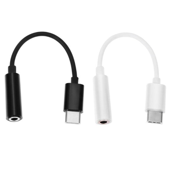 AUX-ljudadapter USB typ C till 3,5 mm-uttag, mikrofonanslutningskabel, vit