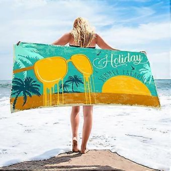Mikrofiber Strandhandduk Superlätt Färgglad Badhandduk Sandtät Strandfilt Multifunktionell Handduk För Resor Simbassäng 75x150 cm
