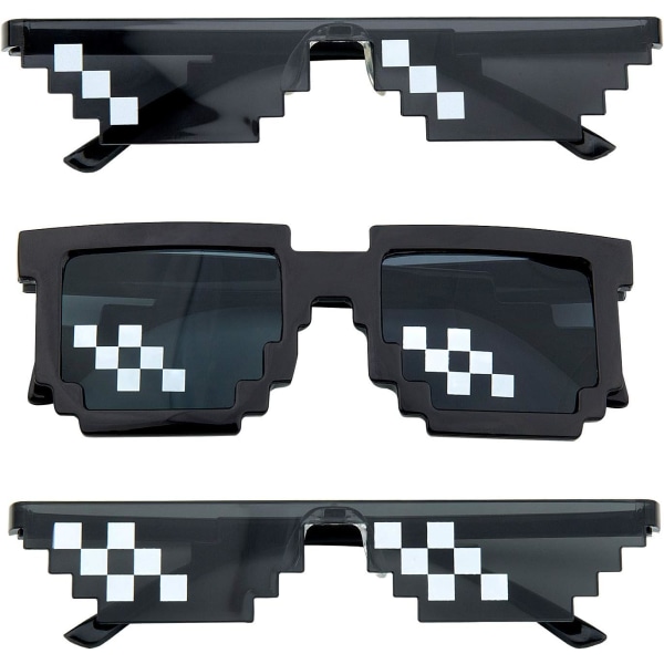Sett med 3 solbriller, solbriller for menn og kvinner, 8 bit glass pi