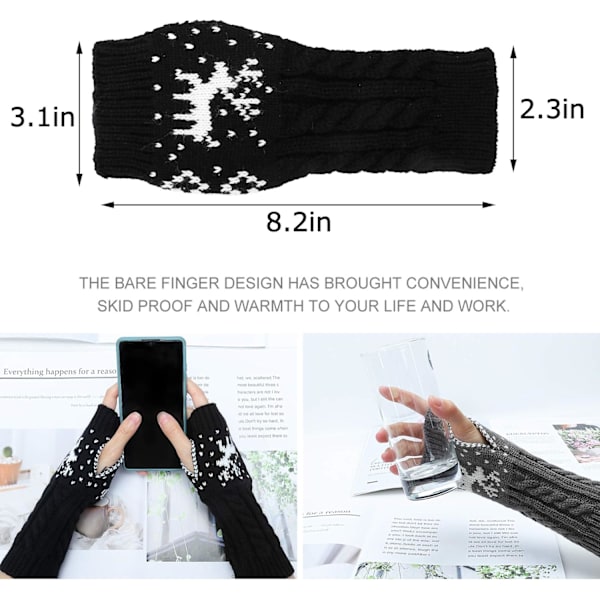Vinter Fingerless Handsker - Dame Arm Varmer Handsker Strik Hæklet