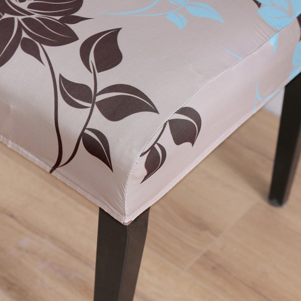 4-pak vaskbare, avtagbare, elastiske, supertilpassede, lysebrune, blomstrete