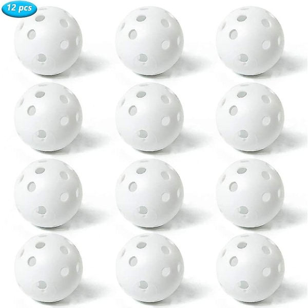 12 st 72 mm övningsgolfbollar Flyggolfbollar Ihåliga plastgolfträningsbollar Luftflödesgolfbollar för svängträning