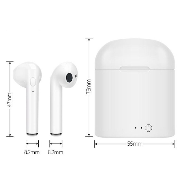 5.0 trådløst Bluetooth-headset I7s hvid knapudgave I7s hvid (binaural + opladningsrum)