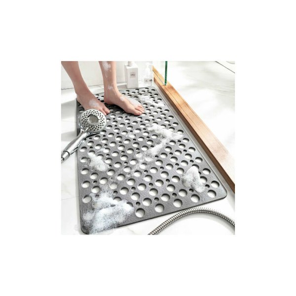 Halkskyddad badrumsmatta - Grå - 36x72cm - Vattentät och fallresistent