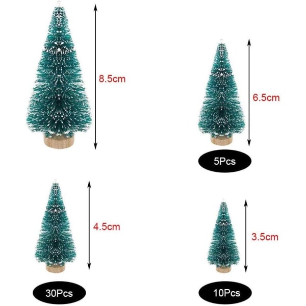 (3.5/4.5/6.5/8.5cm) 50 stk. Mini Juletræ Gran Kunstig Chri