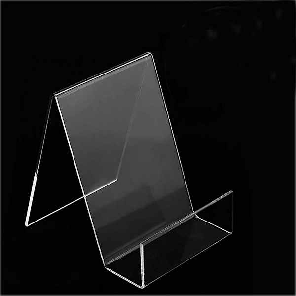 4 stk. skilt holder stand klar akryl til telefon brochure bog menu plakat brochure magasin bord skilt display