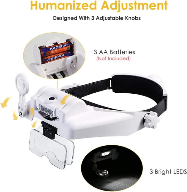 Lighted Head Magnifier Med Avtakbar Gratis Leds Reading Head Mag