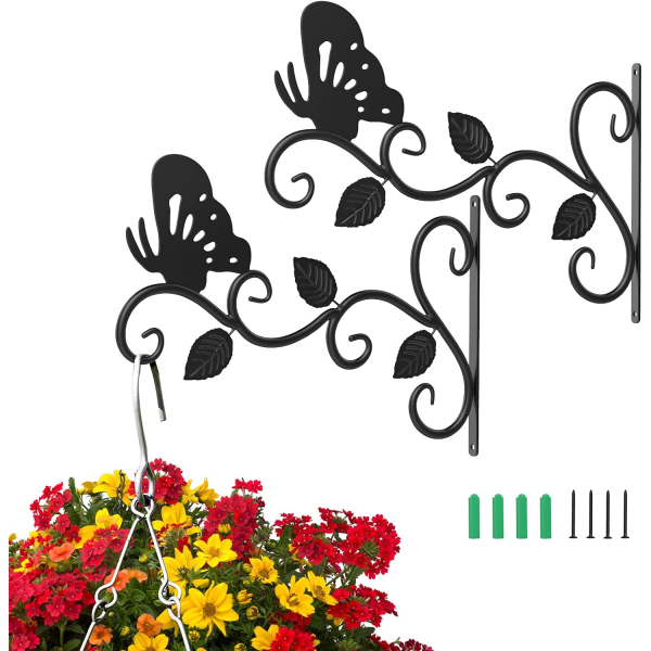 2 Pack Hanging Plant Stands, 12 Inch Wall Hanging Metal Plant Hoo