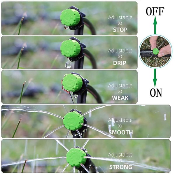 100 stk. Justerbart Mikro Dryp Vandingssystem Vandingssprinklere Anti-tilstopningsemitter Drypper Haveartikler Grøn