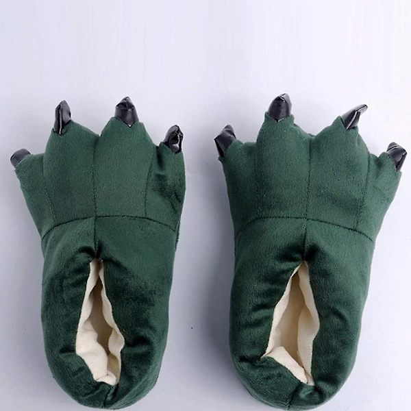 Unisex tofflor Monster Claw Novelty Plush Paw Varm Mjuk Bomull Djur Fantasy Cosplay Kostym Skor Höst Vinter Inomhus（L Grön）