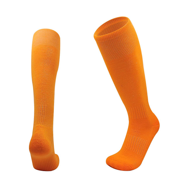 Børne/voksen fodboldstrømper, strømpebukser Mænds Over-the-knee fortykkede håndklæde bund Sportsstrømper Skridsikre svedabsorberende træning（Voksen orange）