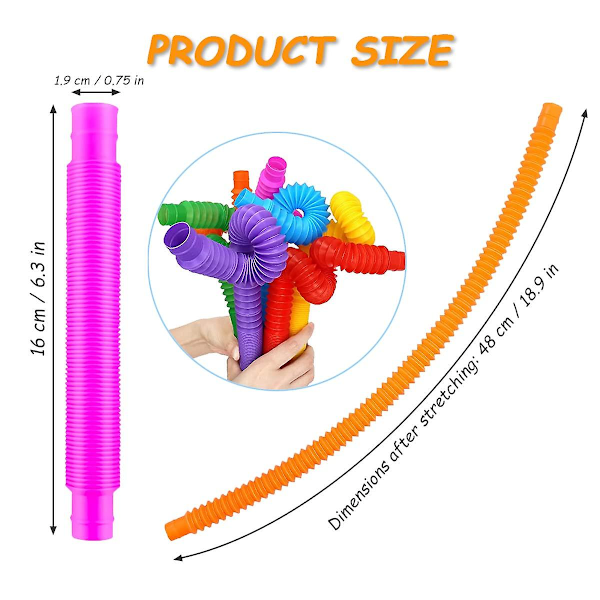 8 stk Mini Pop Tubes Sensorisk Leker Yutou Pop Tubes Sensorisk Leker Fargerik Stretch Tube Sensorisk Leker Fidget Toys Set For Barn Stress Og Angst Relief