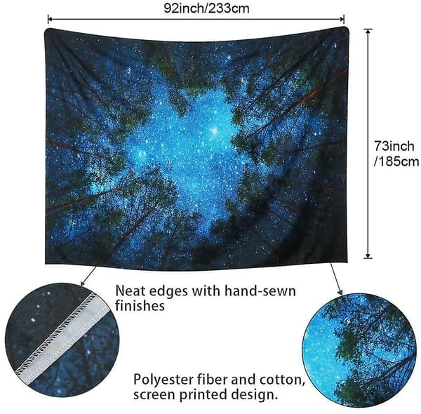 Forest Starry Tapestry Galaxy Tapestry Väggbonad Blå Väggbonad