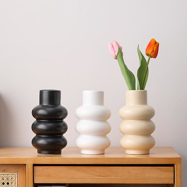 Vit formad cirkelvas, modern minimalistisk keramisk vas（Vit）