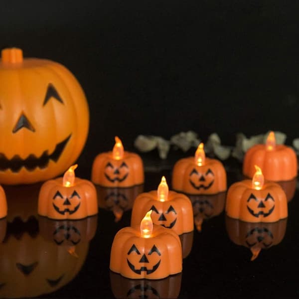 LED-lys 16 stk Gresskarlys Telys Batterier Halloween De