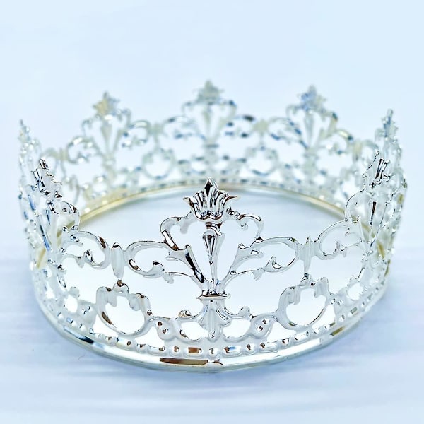 Prinsessakruunun kakkukoriste, koristelu pojille ja tytöille, kakkukoristeet häihin (hopea)（B）