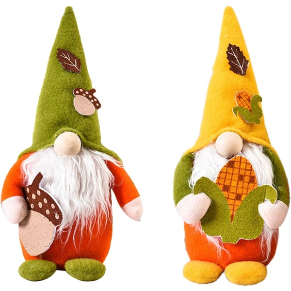 2 stk høst Thanksgiving Gnome plysjdekorasjoner - Thanksgiving P