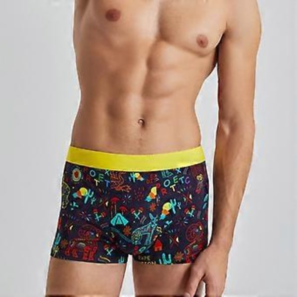 Miesten bokserit, mukavat pehmeät alushousut (hedelmä/eläin/avaruus/piste) 4 kpl - L XXL