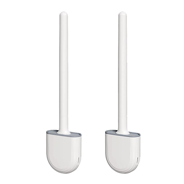 2-pack toalettborsthållare set 360 grader utan döda vinklar flexibel väggmontering silikon toalettborste rengöringsborste