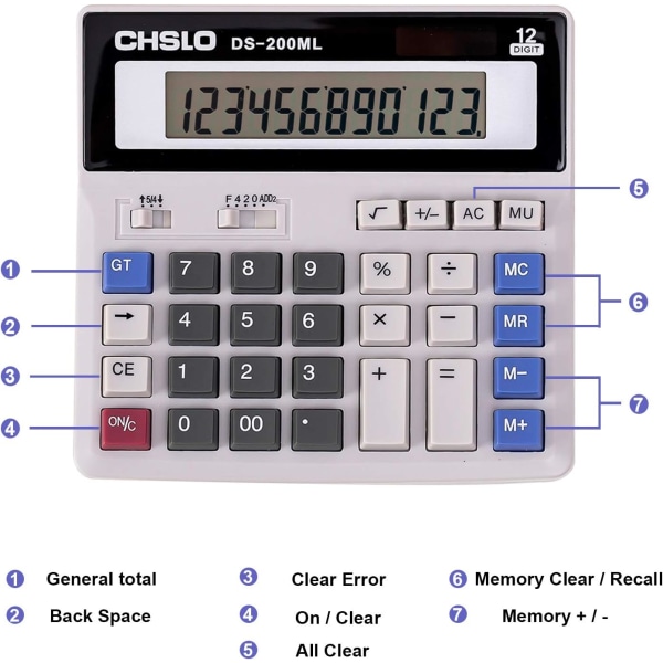 Skrivebordslommeregner, 12-cifret Jumbo Basic Desktop Accounting Simpl